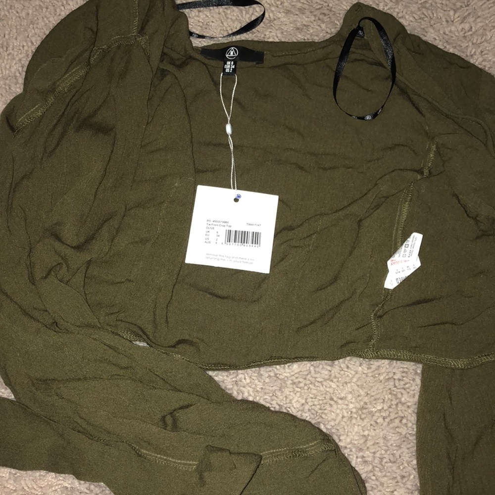 Missguided Khaki tie front top